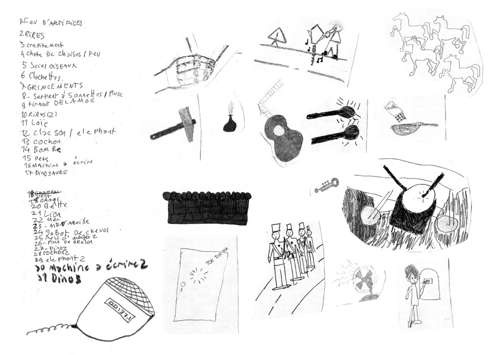 Travailler collectivement. ensemble de graphismes créer par un groupe d'habitant du quartier.